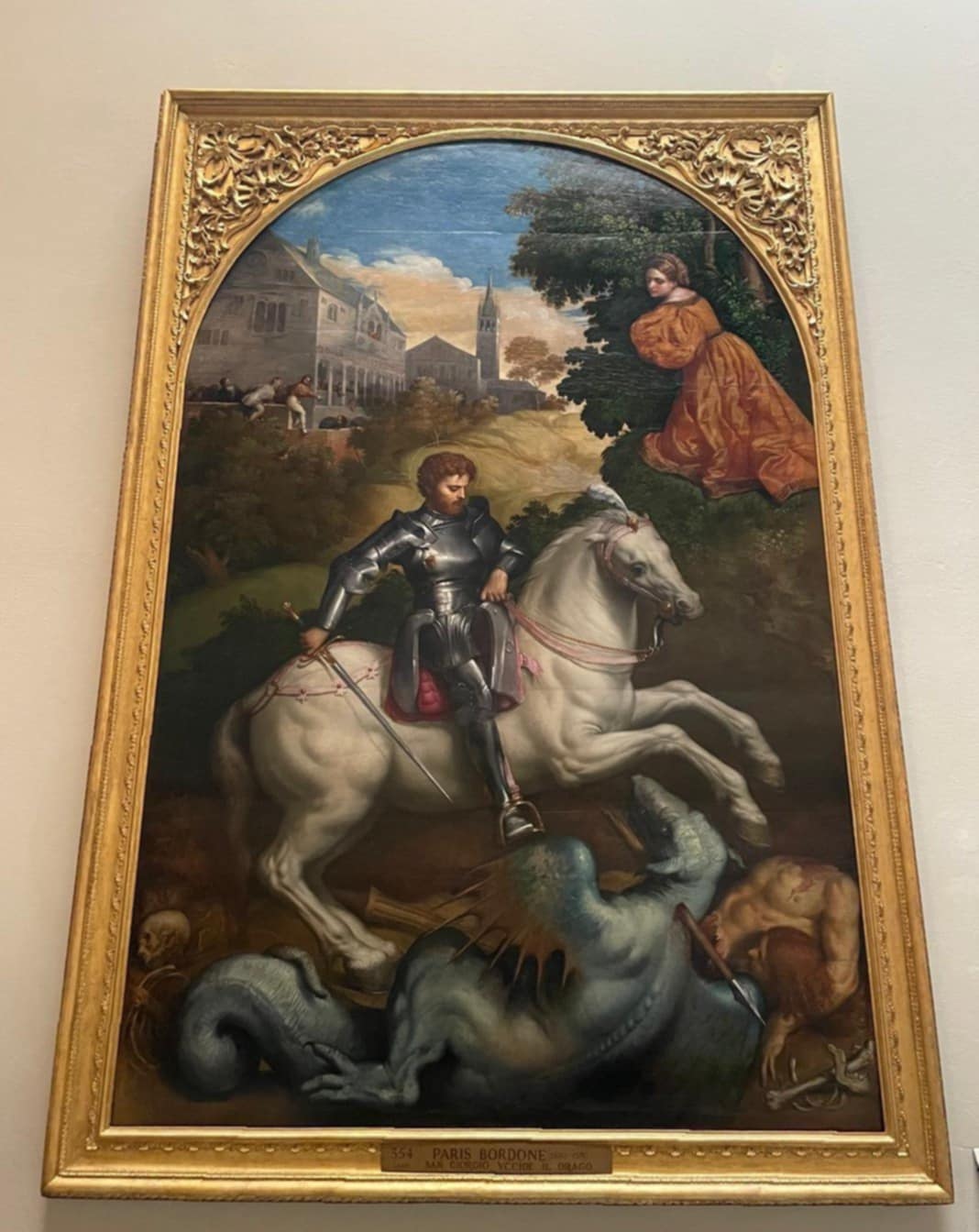 Saint George tuant le dragon, peinture de Pâris Bordone