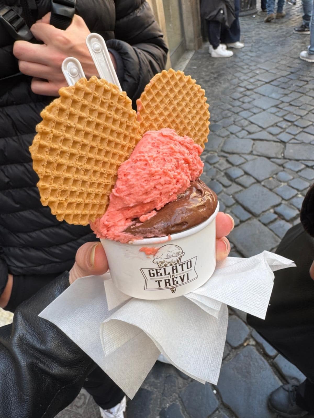 Glace fraise chocolat Gelato in Trévi