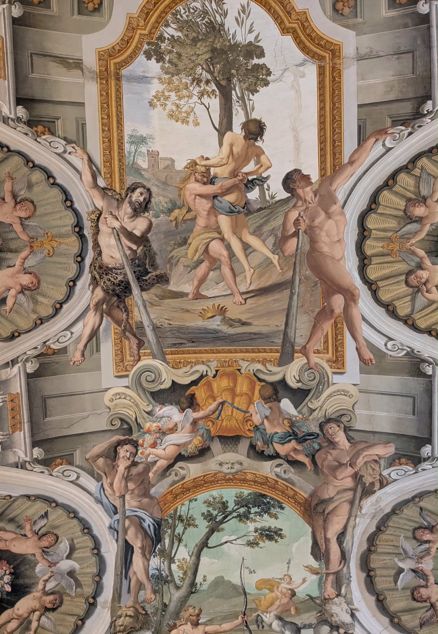 Fresque au plafond dans la salle des Glaces de la galerie Doria Pamphilj